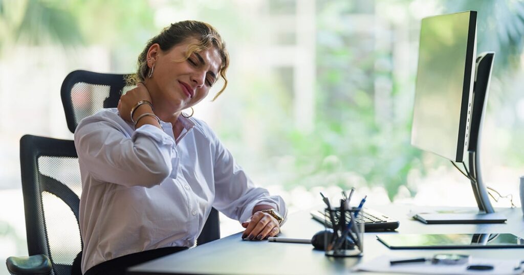 office worker with a sore neck