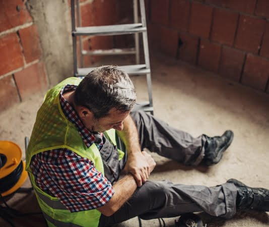 worker holding a sore wrist
